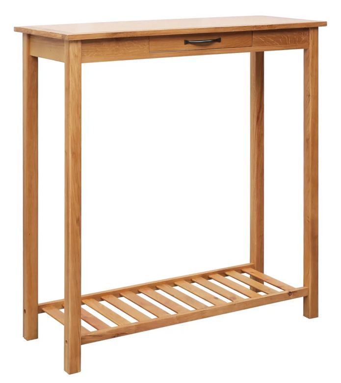 Table de bar chêne massif clair Afecir 100 cm - Photo n°1