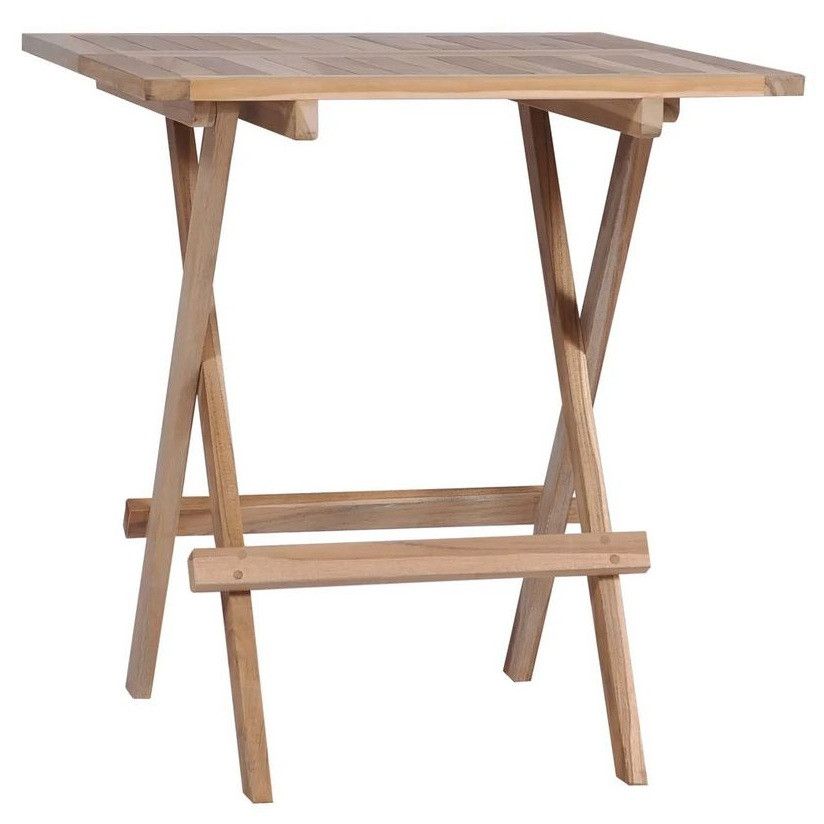 Table de bar de jardin carrée pliable teck massif clair Seddi - Photo n°1