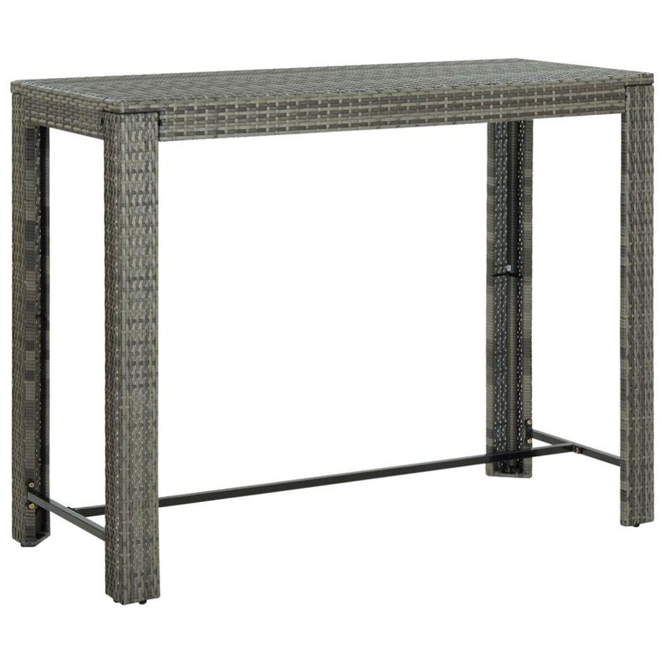 Table de bar de jardin Gris 140,5x60,5x110,5 cm Résine tressée - Photo n°1