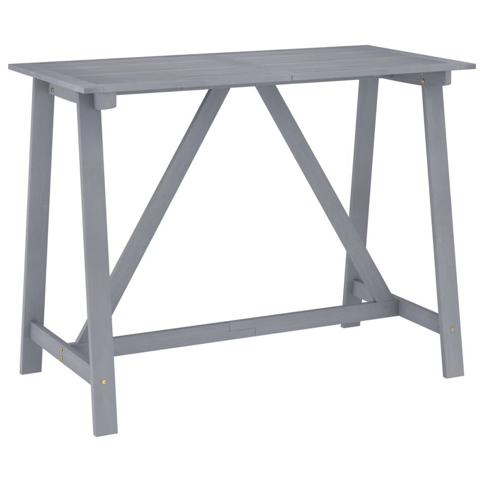 Table de bar de jardin Gris 140x70x104 cm Bois d'acacia massif - Photo n°1