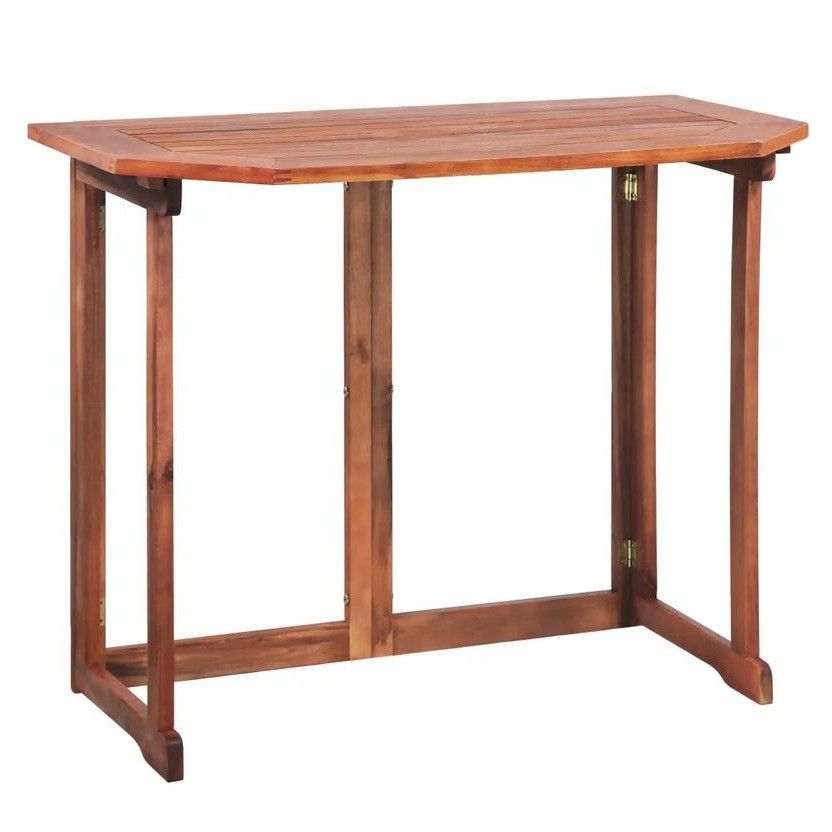 Table de bar de jardin pliable acacia massif foncé Woun - Photo n°1