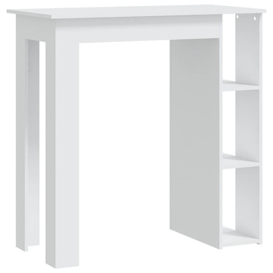 Table de bar et étagère Blanc 102x50x103,5 cm Bois d'ingénierie - Photo n°1