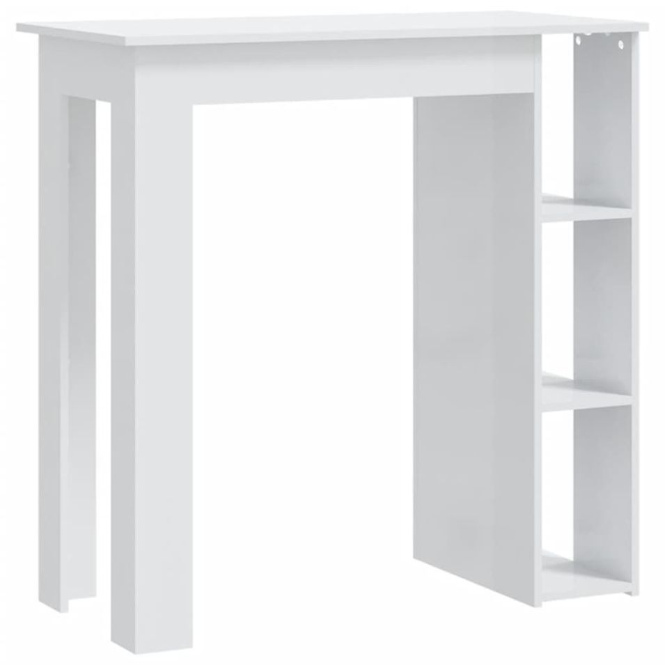 Table de bar et étagère Blanc brillant 102x50x103,5cm - Photo n°1