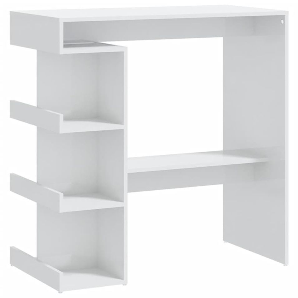 Table de bar étagère de rangement Blanc brillant 100x50x101,5cm - Photo n°1
