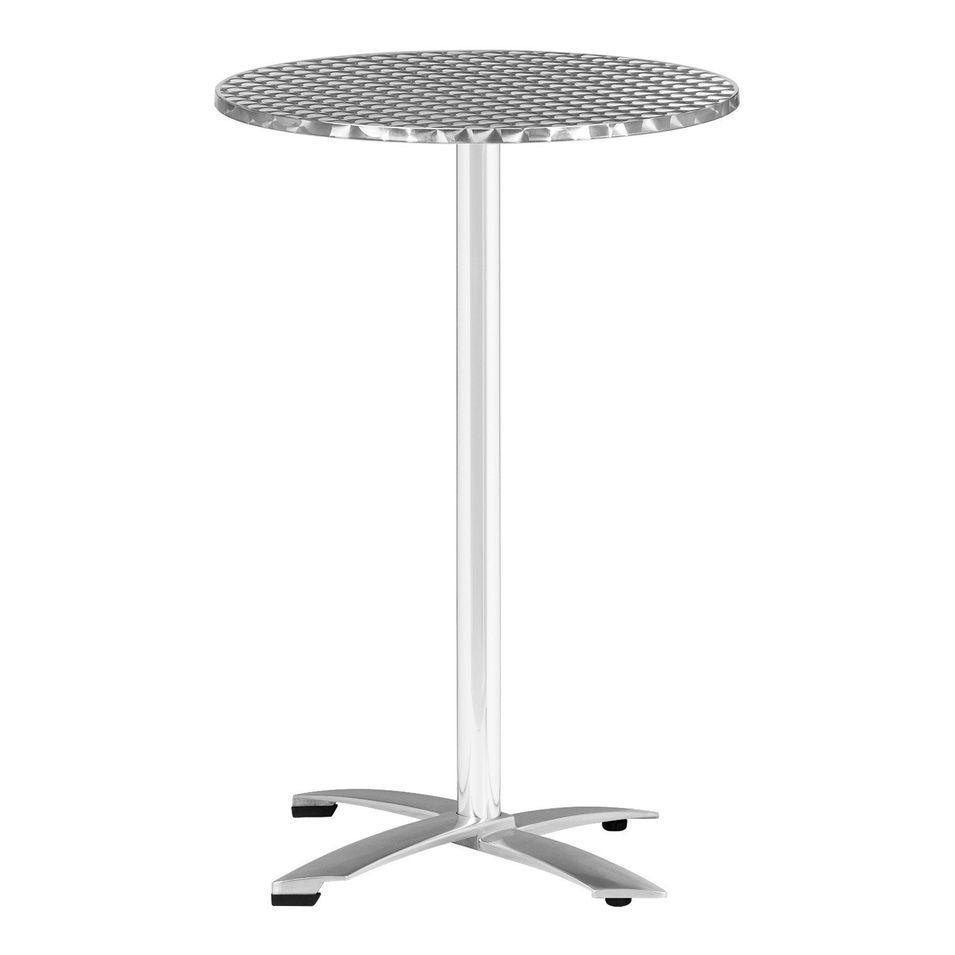 Table de bar haute ronde métallisée argent Linko 70 cm - Photo n°1