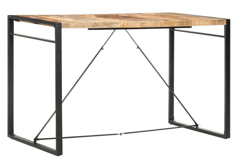 Table de bar manguier massif clair et pieds métal noir Janny 180 cm - Photo n°1