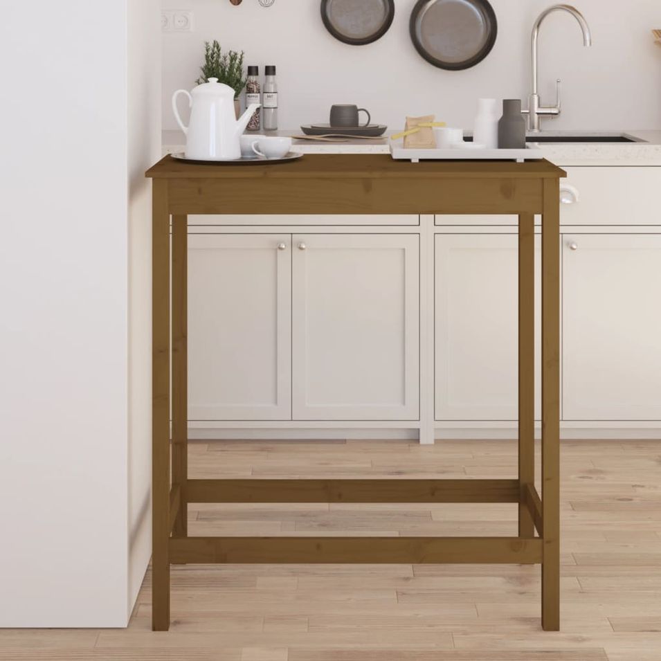Table de bar Marron miel 100x50x110 cm Bois massif de pin - Photo n°1