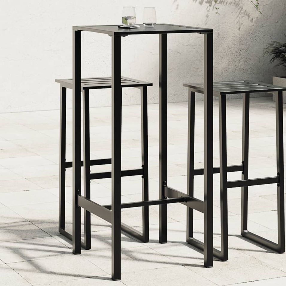 Table de bar noir 50x50x110 cm acier enduit de poudre - Photo n°1