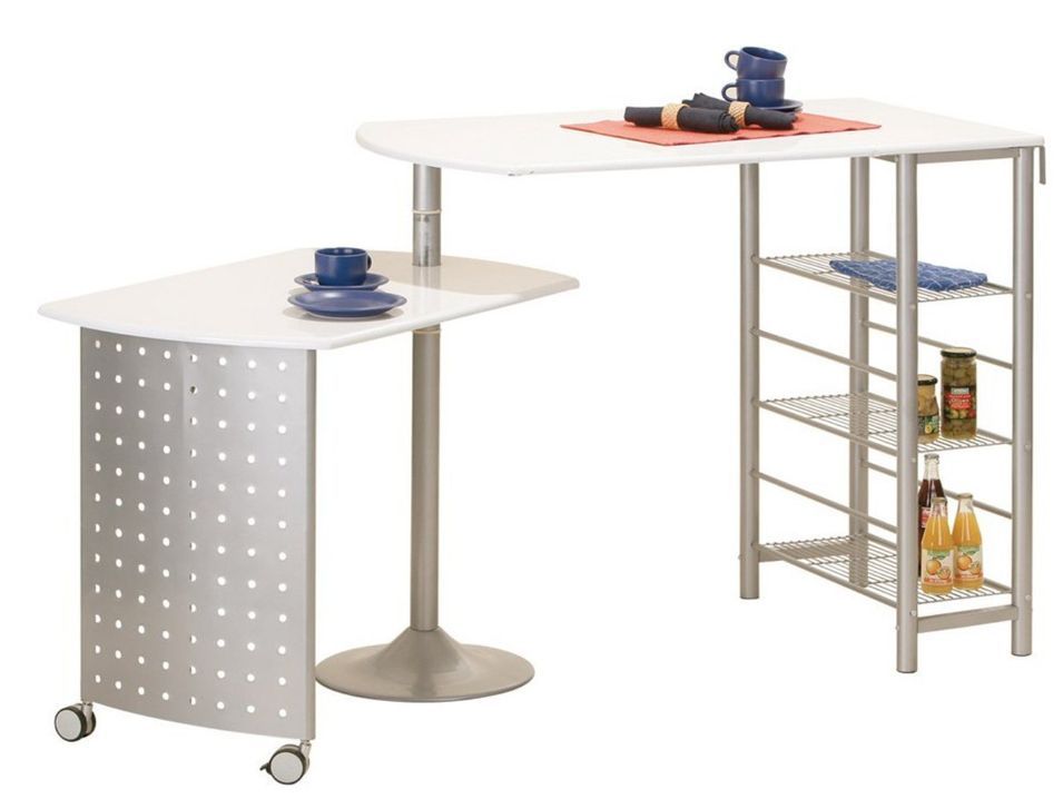 Table de bar pivotante laqué blanc et pieds métal Mento - Photo n°1