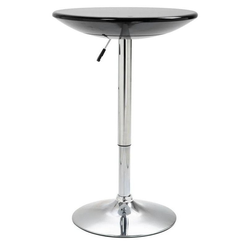 Table de bar réglable plastique noir et pieds métal chromé Pich - Photo n°1
