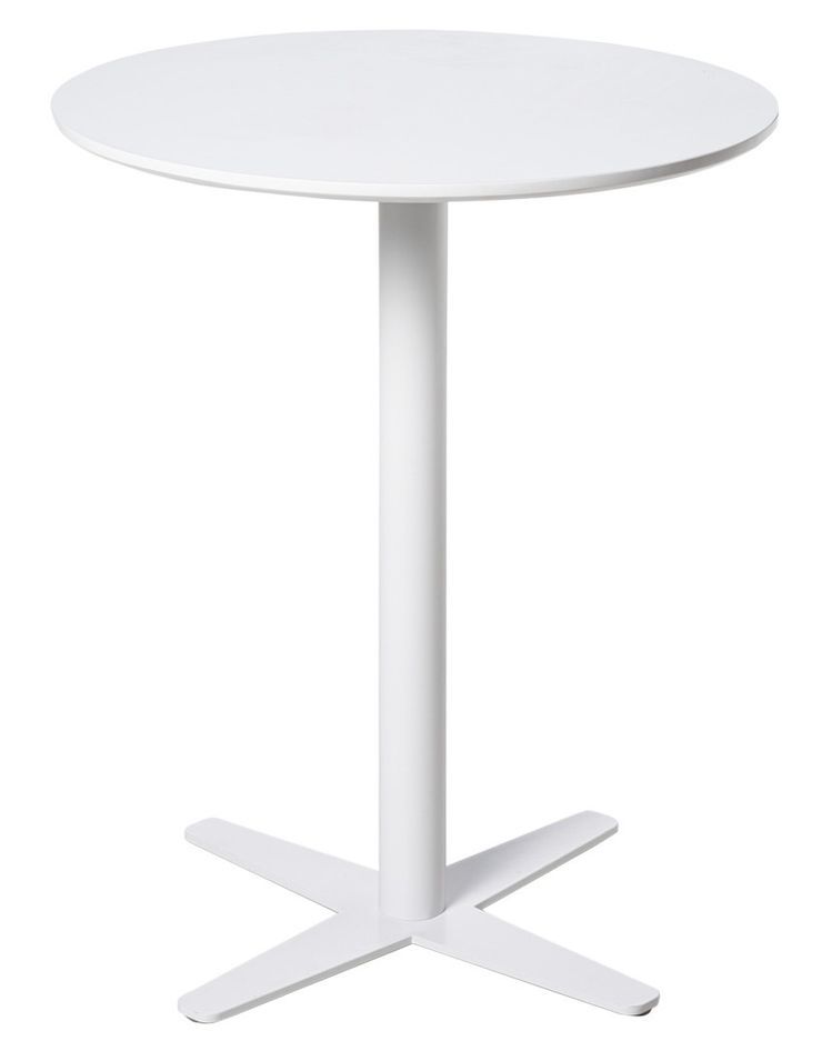 Table de bar ronde bois blanc et pieds acier blanc Cooky 60 cm - Photo n°1