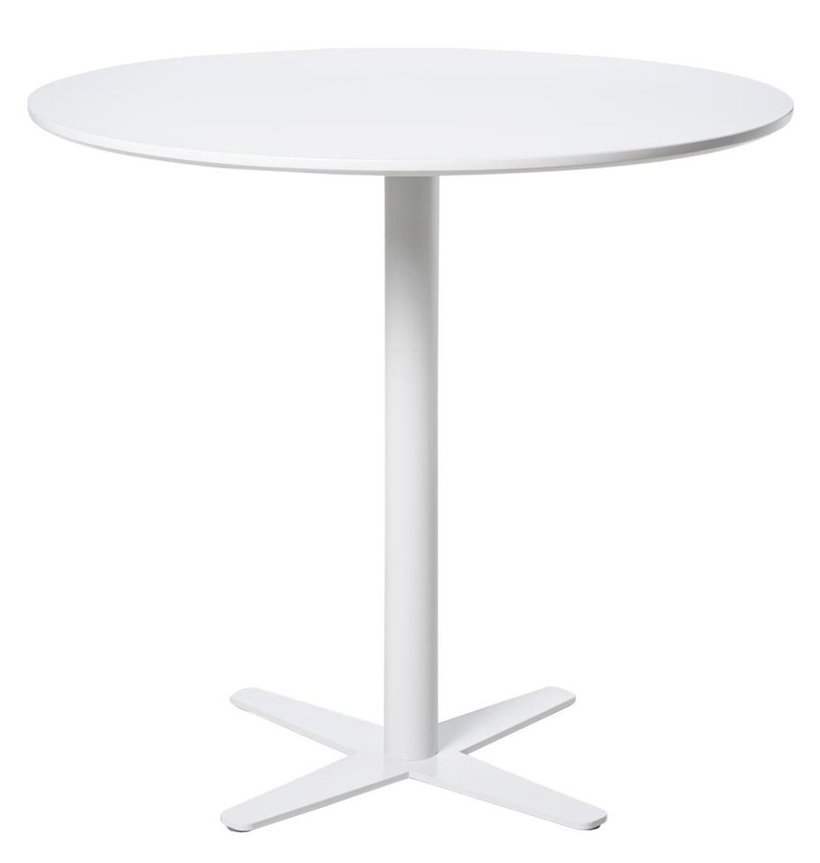 Table de bar ronde bois blanc et pieds acier blanc Cooky 80 cm - Photo n°1