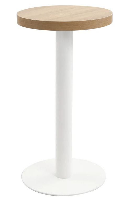 Table de bar ronde bois clair et pieds métal blanc Beth D 40 cm - Photo n°1