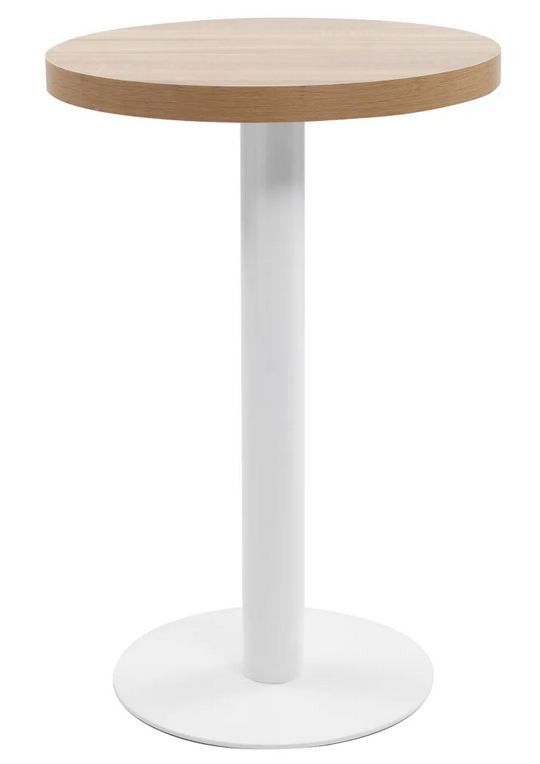 Table de bar ronde bois clair et pieds métal blanc Beth D 50 cm - Photo n°1