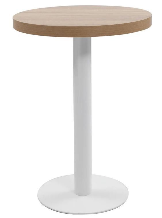 Table de bar ronde bois clair et pieds métal blanc Beth D 60 cm - Photo n°1