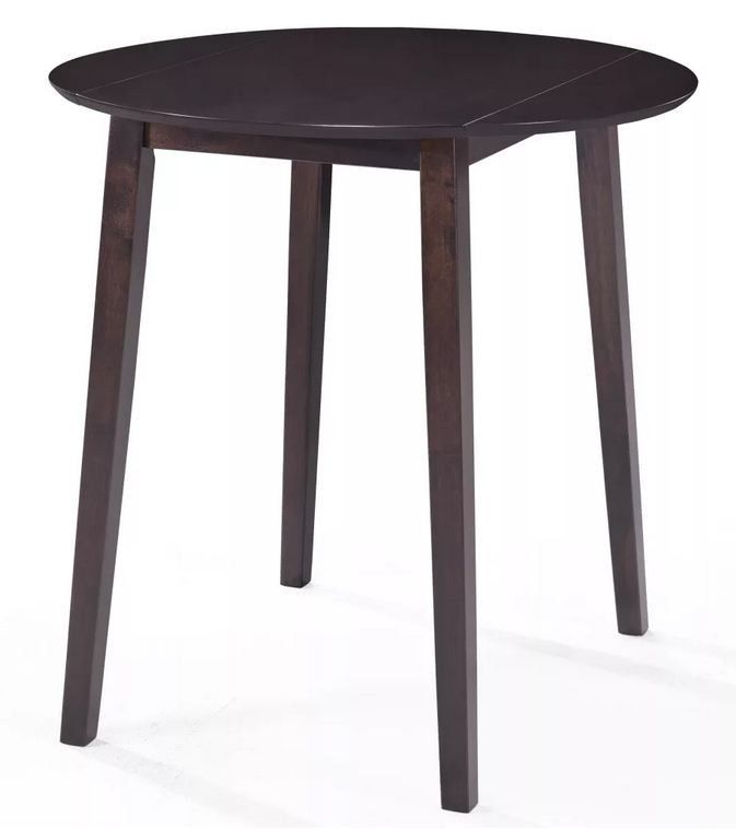 Table de bar ronde bois et pieds sesham massif marron Pisis D 90 cm - Photo n°1