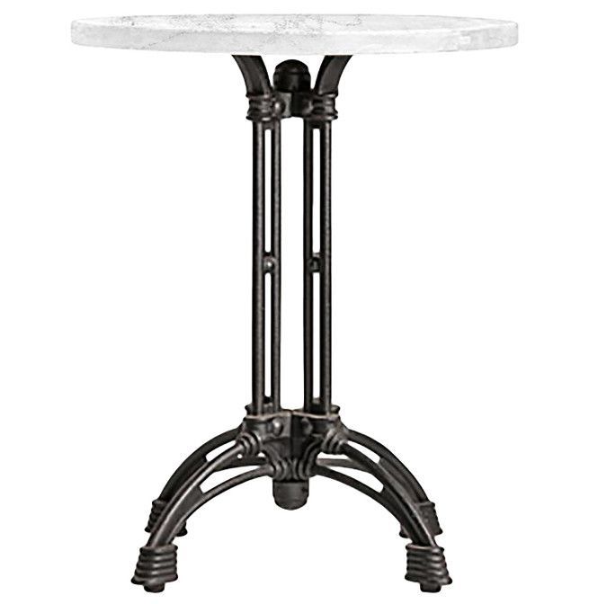 Table de bar ronde marbre blanc et métal noir - Photo n°1