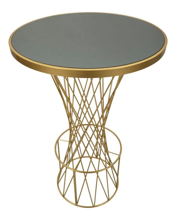 Table de bar ronde métal doré design tressé Tal - Photo n°1