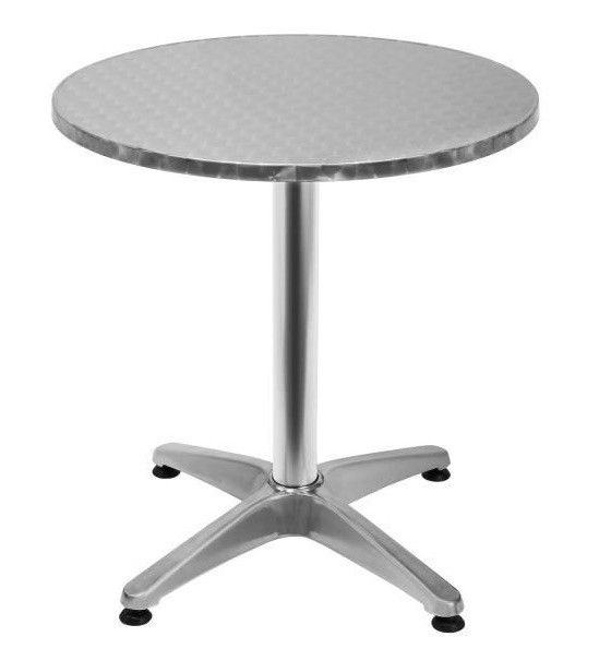 Table de bar ronde métallisée argent Linko 60 cm hauteur réglable - Photo n°1