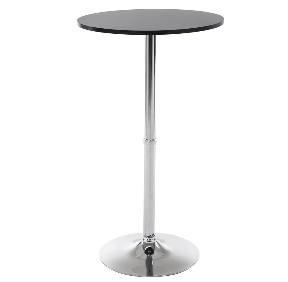 Table de bar ronde VIZO Ø60 cm – Plateau bois & pied chromé - Photo n°1