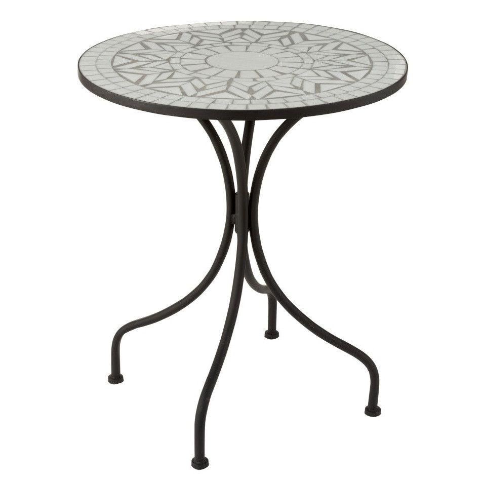 Table de bar verre noir et blanc avec pieds métal Omani - Photo n°1