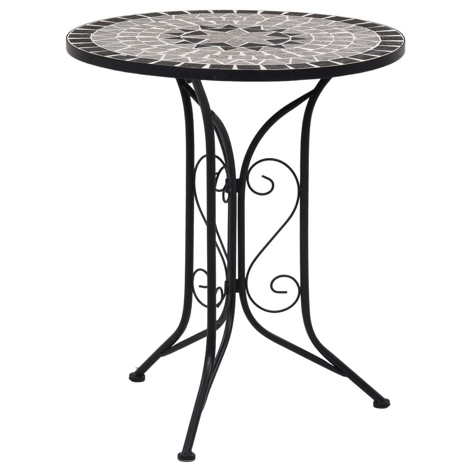 Table de bistro mosaïque Gris 61 cm Céramique - Photo n°1