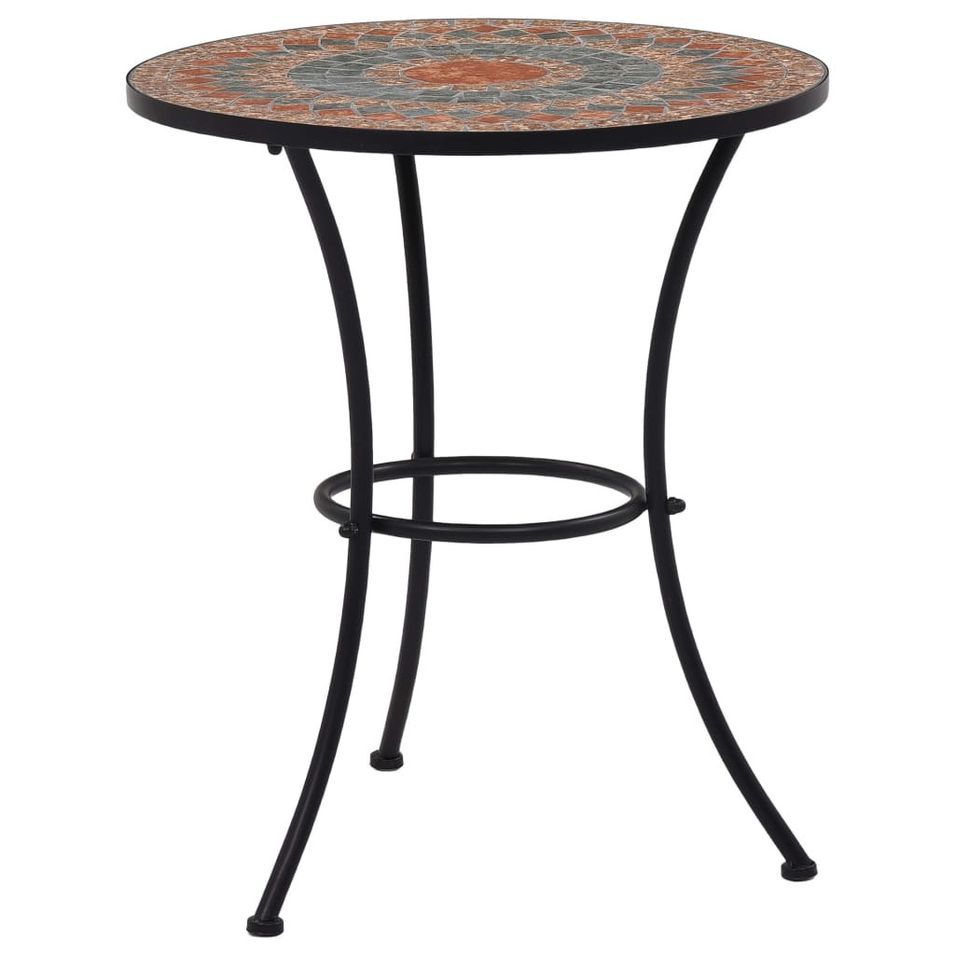 Table de bistro mosaïque Orange/gris 60 cm Céramique - Photo n°1
