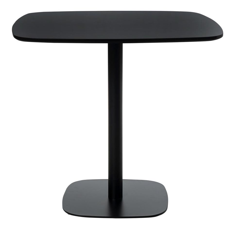 Table de bistrot carré bois noir et pieds acier noir Mooka 80 cm - Photo n°1