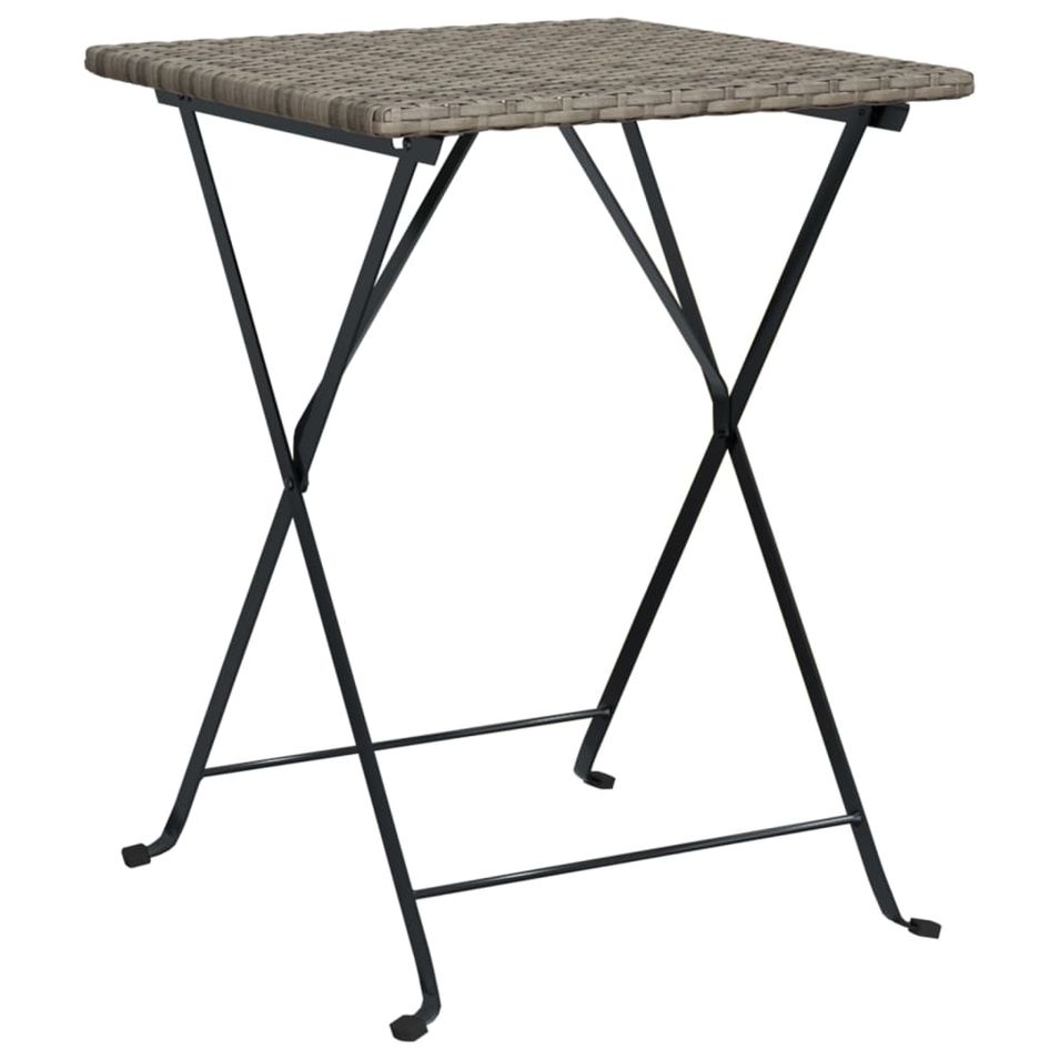 Table de bistrot pliante Gris 55x54x71 cm Résine tressée - Photo n°1