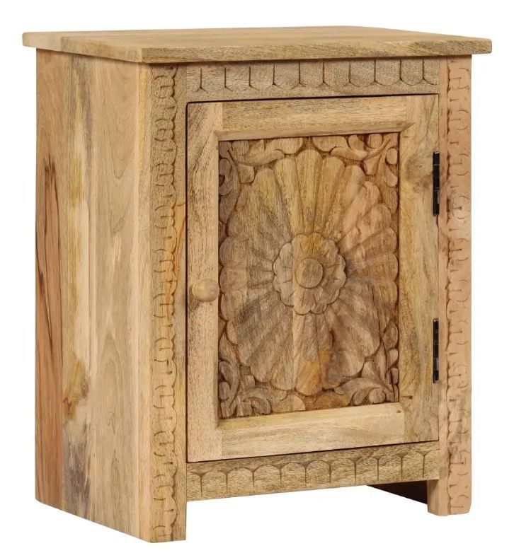 Table de chevet 1 porte manguier massif clair Sempra - Photo n°1