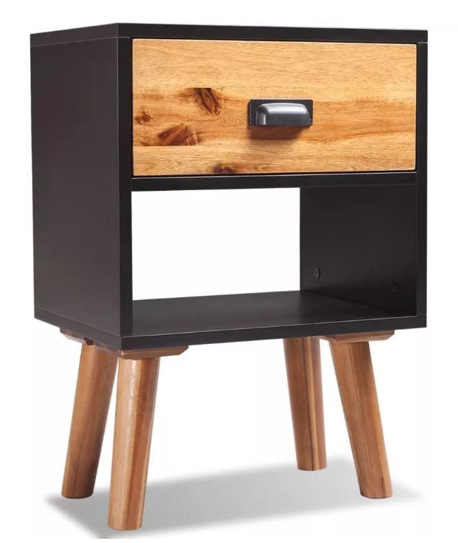 Table de chevet 1 tiroir 1 niche acacia massif clair Sokena - Photo n°1