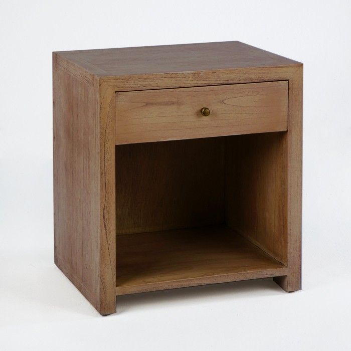 Table de chevet 1 tiroir 1 niche bois massif foncé Clau - Photo n°1