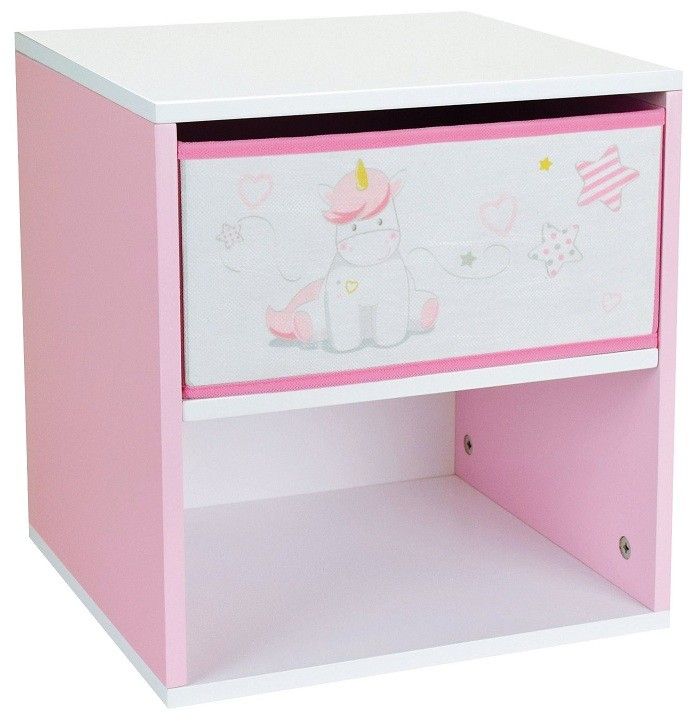 Table de chevet 1 tiroir 1 niche Licorne - Photo n°1