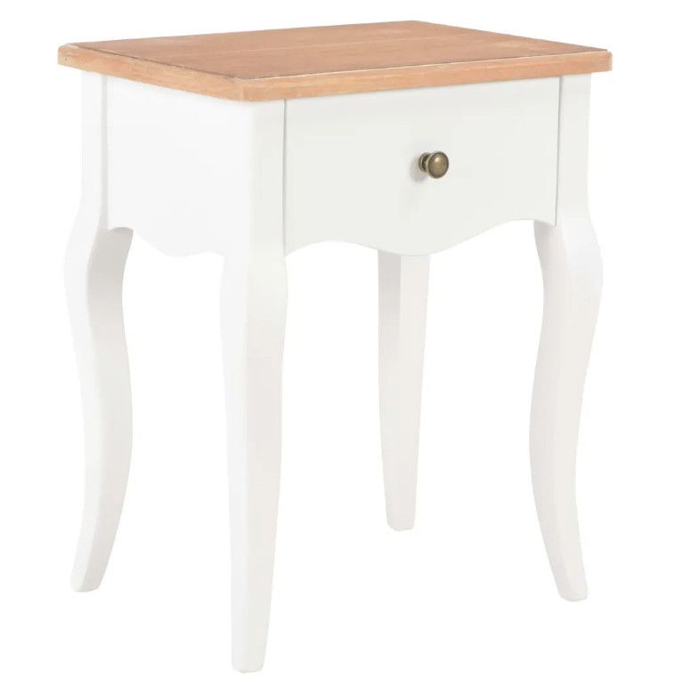 Table de chevet 1 tiroir bois clair pin massif blanc Dean - Photo n°1
