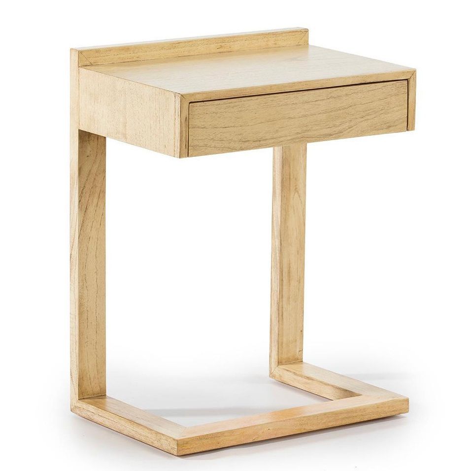 Table de chevet 1 tiroir bois massif cérusé Anie - Photo n°1