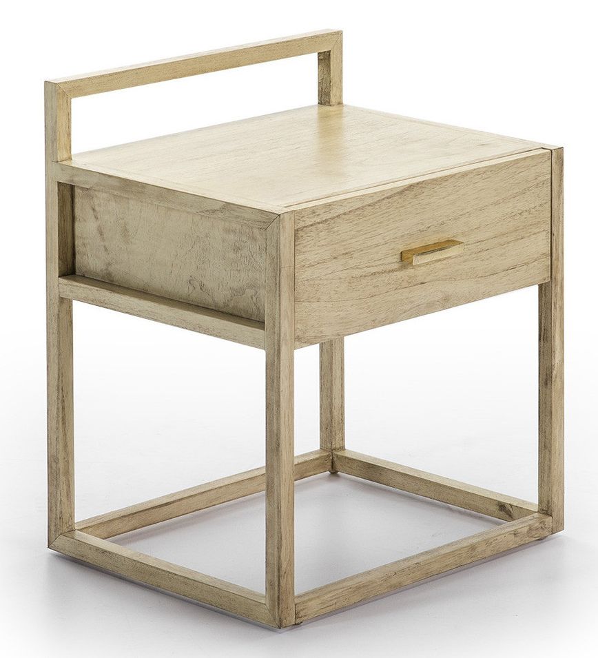 Table de chevet 1 tiroir bois massif clair Castle - Photo n°1