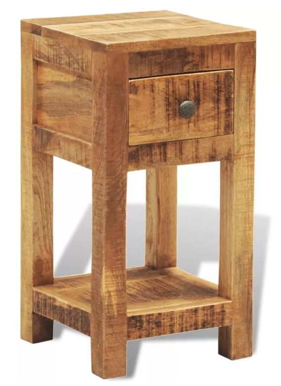 Table de chevet 1 tiroir manguier massif clair Souna - Photo n°1