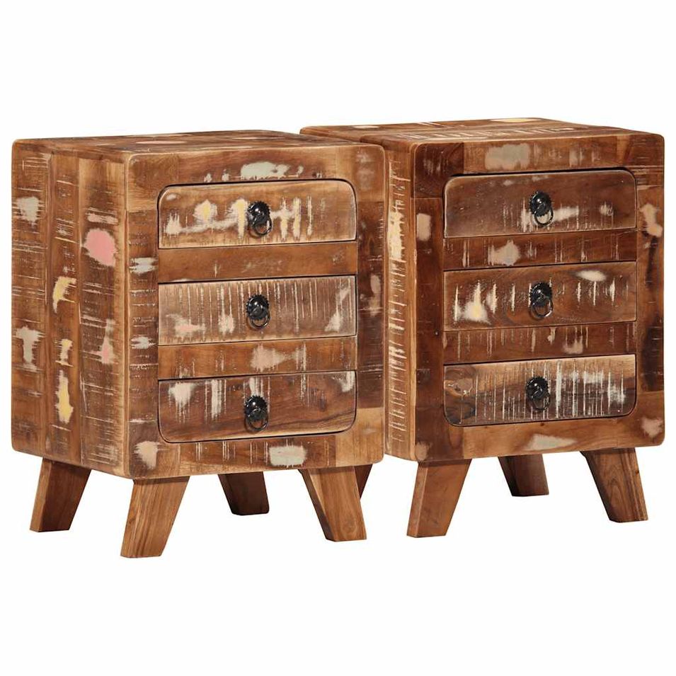 Table de chevet 2 pcs 37x32x50 cm bois massif de récupération - Photo n°1