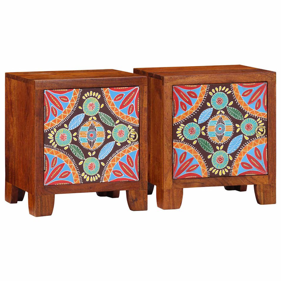 Table de chevet 2 pcs 40x30x45 cm bois d'acacia massif - Photo n°1