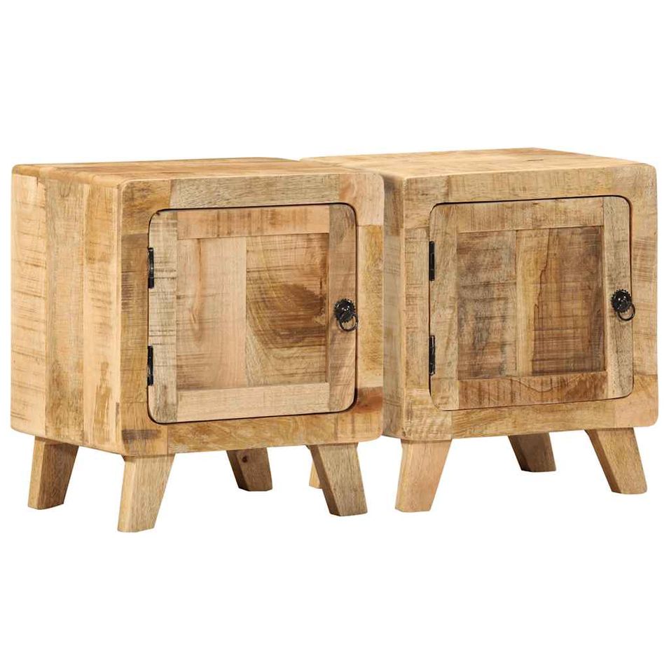 Table de chevet 2 pcs 40x32x46 cm bois massif de manguier brut - Photo n°1