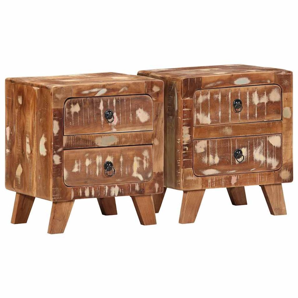 Table de chevet 2 pcs 40x32x46 cm bois massif de récupération - Photo n°1