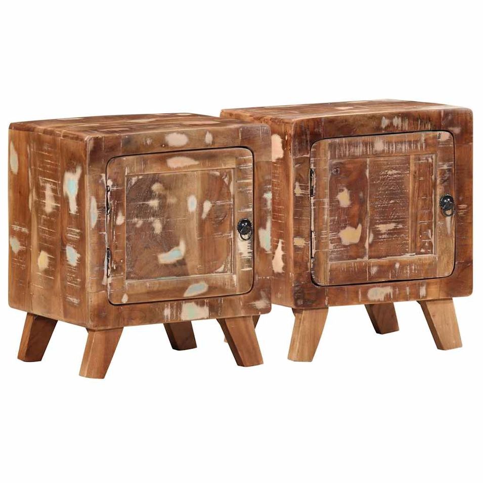 Table de chevet 2 pcs 40x32x46 cm bois massif de récupération - Photo n°1