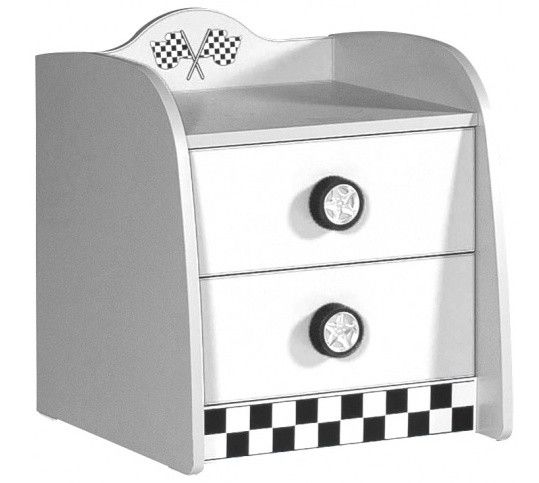 Table de chevet 2 tiroirs blanche Sport - Photo n°1