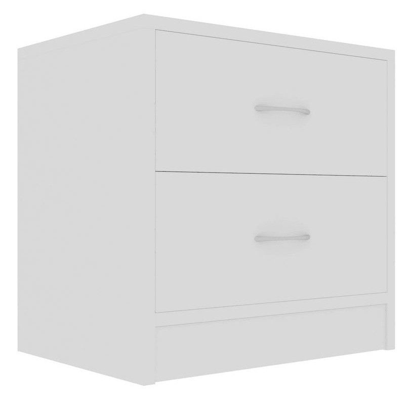 Table de chevet 2 tiroirs bois blanc Romma - Photo n°1