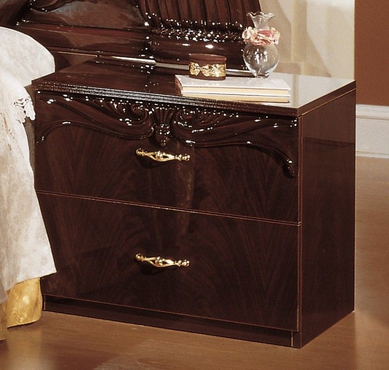 Table de chevet 2 tiroirs bois brillant acajou Proud - Photo n°1