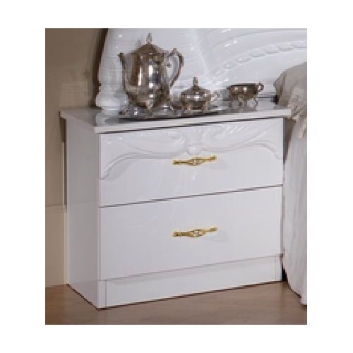 Table de chevet 2 tiroirs bois brillant blanc Proud - Photo n°1