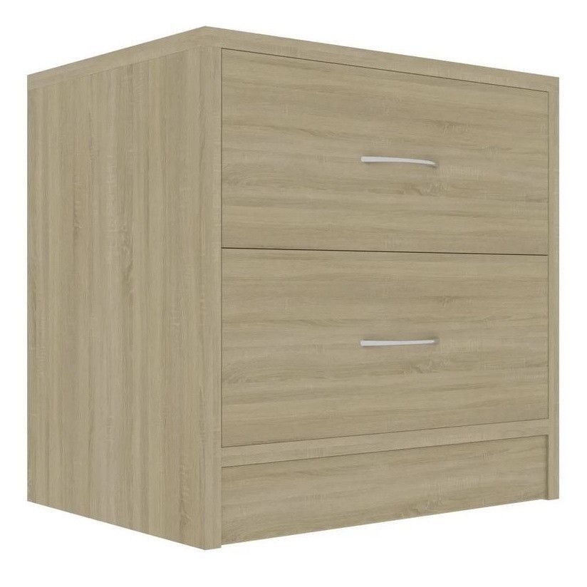 Table de chevet 2 tiroirs bois chêne clair Romma - Lot de 2 - Photo n°1