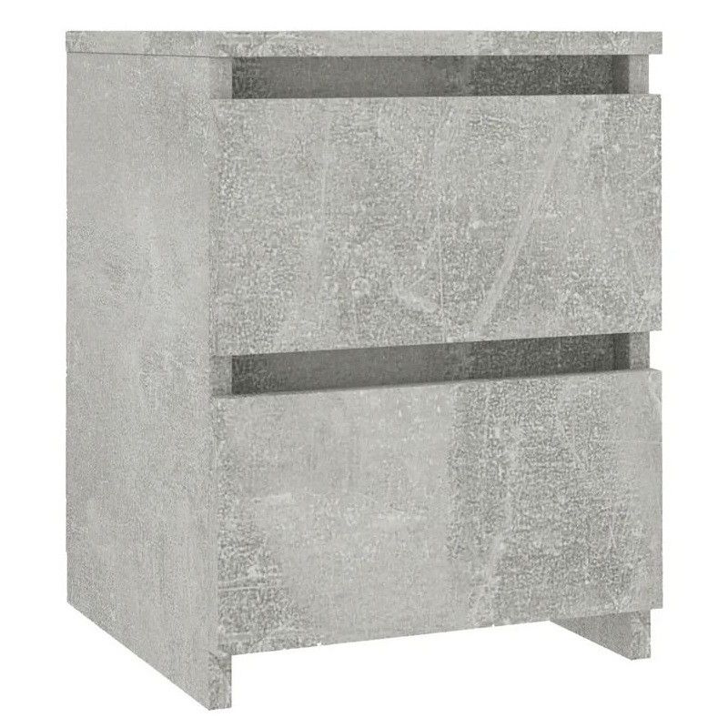 Table de chevet 2 tiroirs bois effet béton Ricio - Lot de 2 - Photo n°1