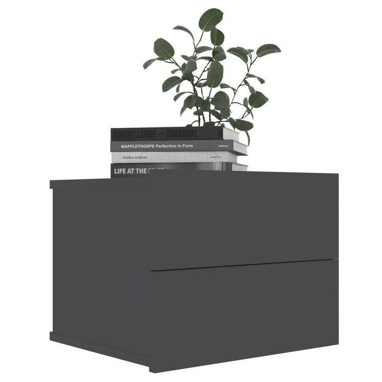 Table de chevet 2 tiroirs bois gris Kelin - Lot de 2 - Photo n°1