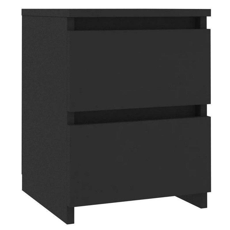 Table de chevet 2 tiroirs bois noir Ricio - Lot de 2 - Photo n°1